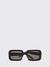 rectangular black acetate sunglasses with printed logo on the temples