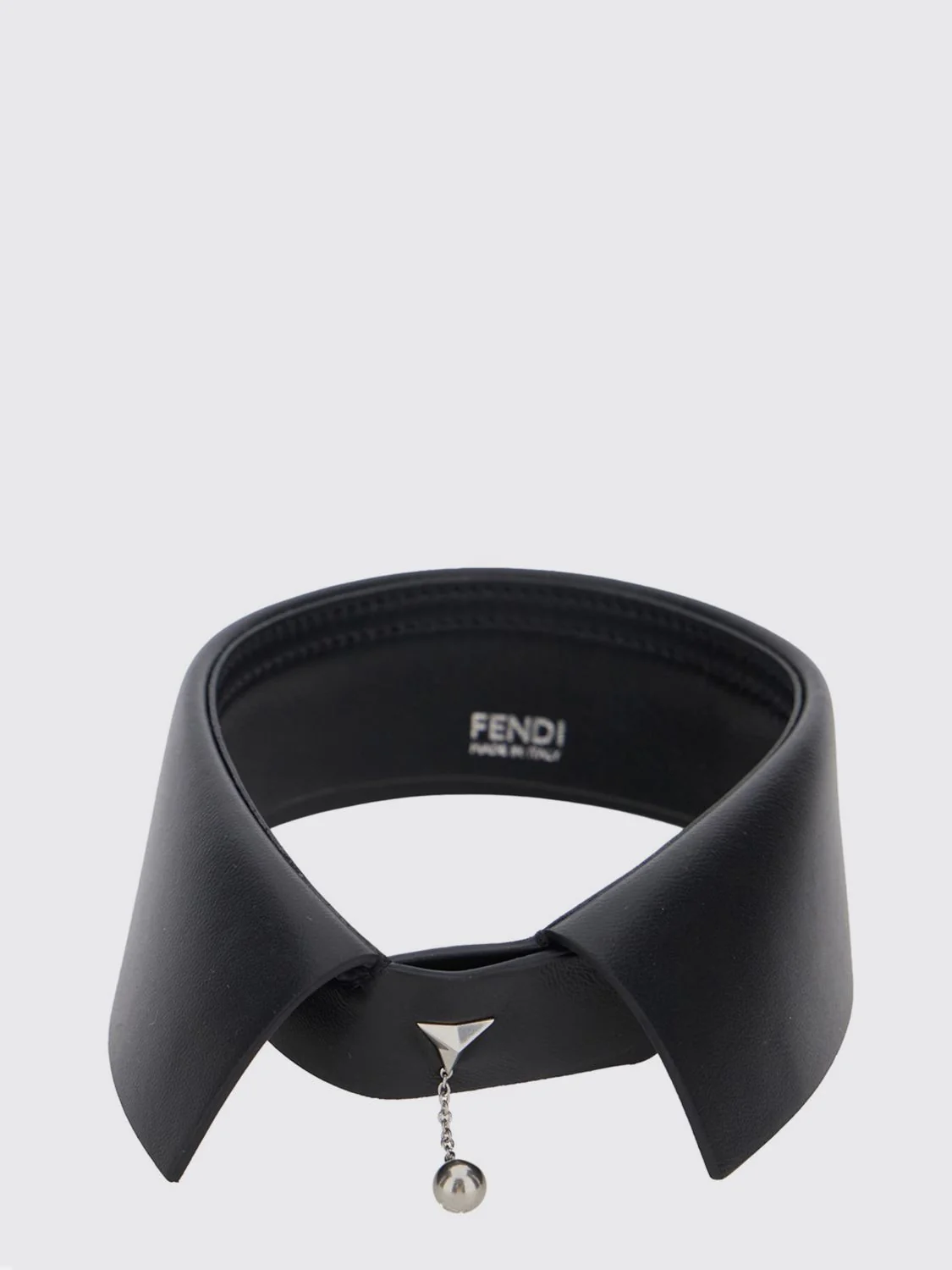 FENDI OS lambskin leather choker necklace with charms and embroidered details