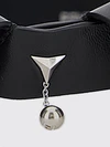 lambskin leather choker necklace with charms and embroidered details