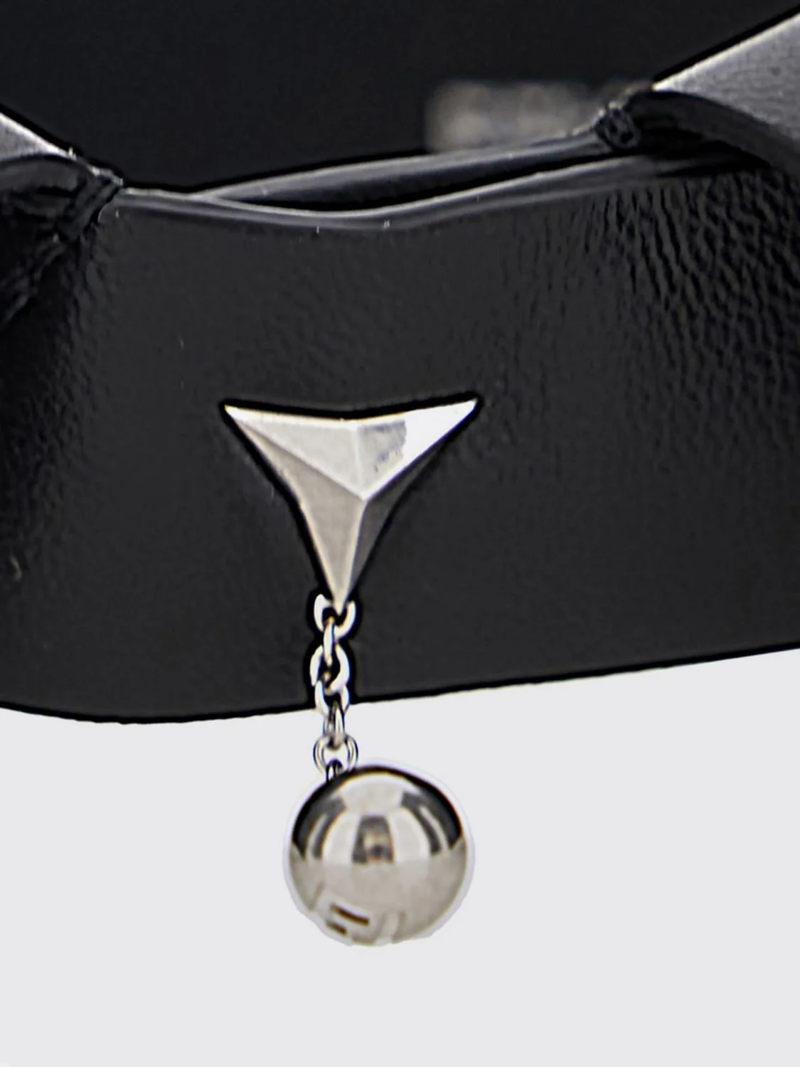 lambskin leather choker necklace with charms and embroidered details