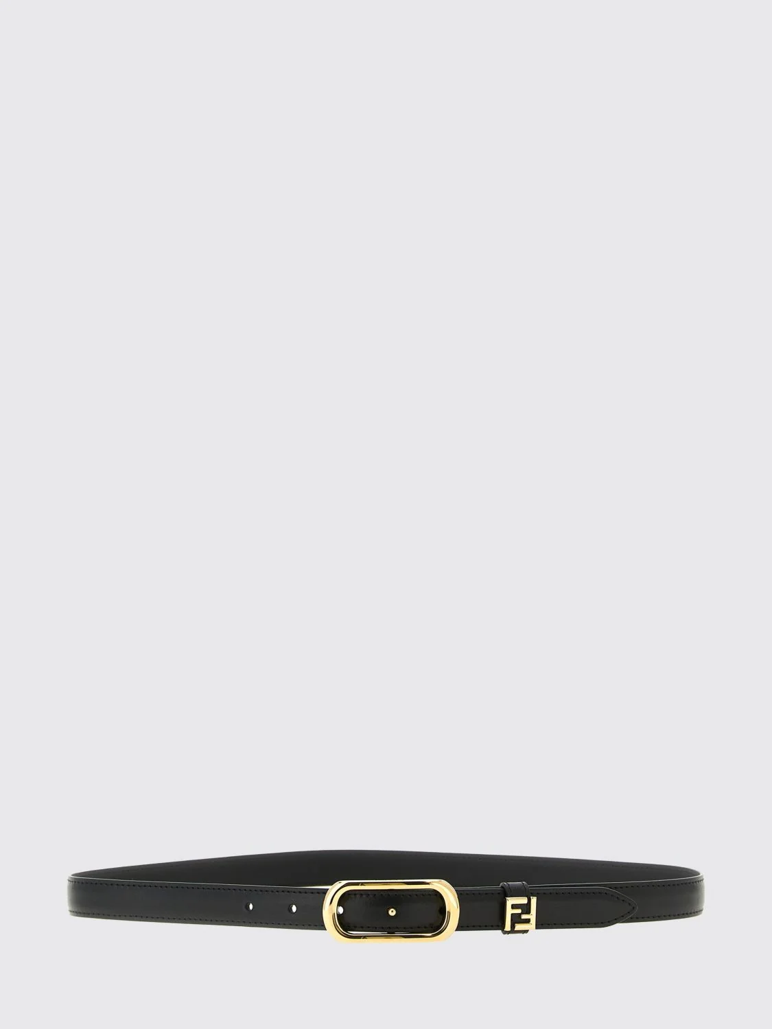 FENDI 70 slim calfskin leather belt with metal ff monogram buckle