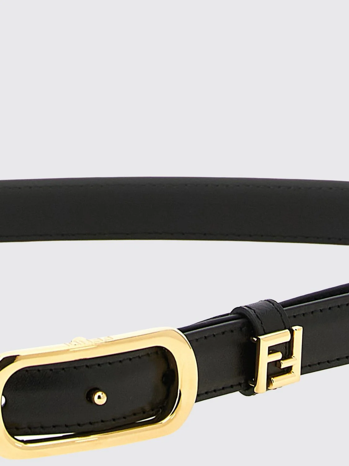 FENDI 70 slim calfskin leather belt with metal ff monogram buckle