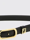 slim calfskin leather belt with metal ff monogram buckle
