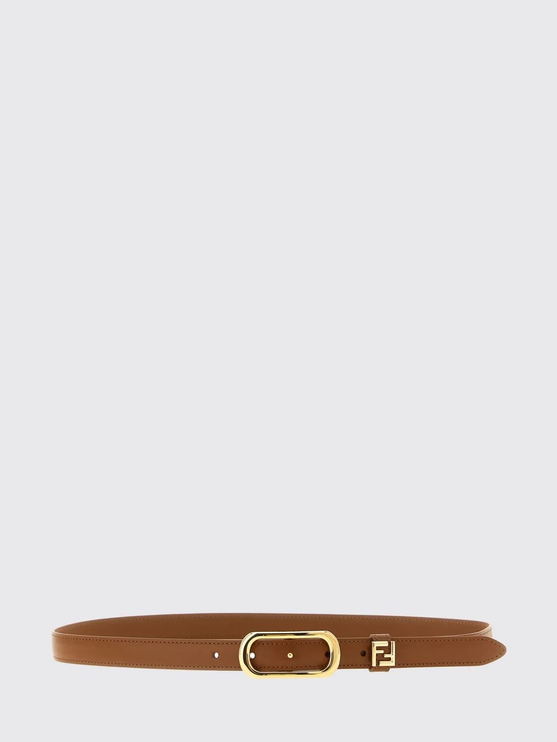slim calfskin leather belt with metal ff monogram buckle