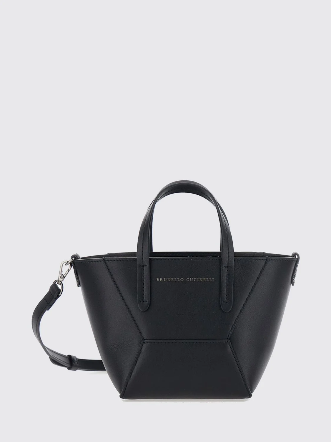 leather mini handbag with double handle and removable strap