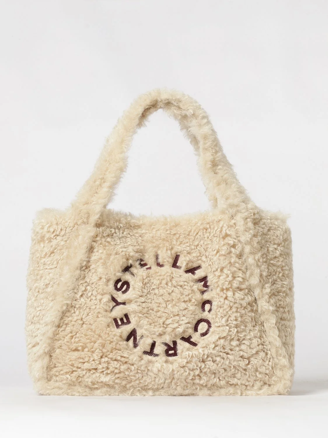 STELLA MCCARTNEY OS shearling shoulder bag with removable pouch