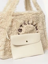 shearling shoulder bag with removable pouch