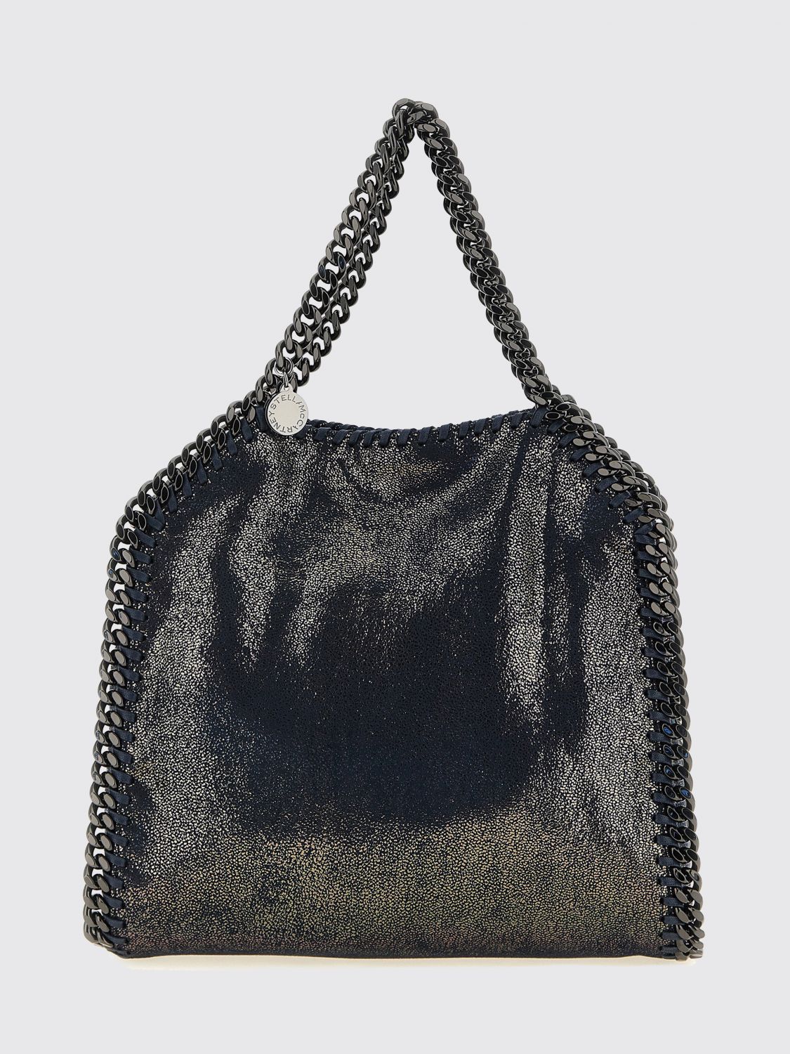 STELLA MCCARTNEY OS small falabella faux suede handbag with chain trim