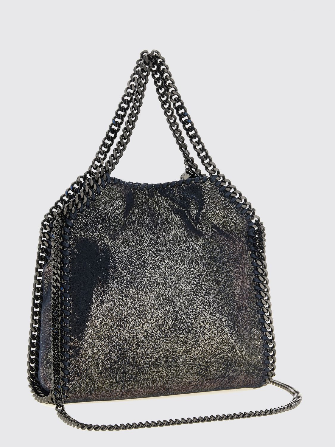 STELLA MCCARTNEY OS small falabella faux suede handbag with chain trim