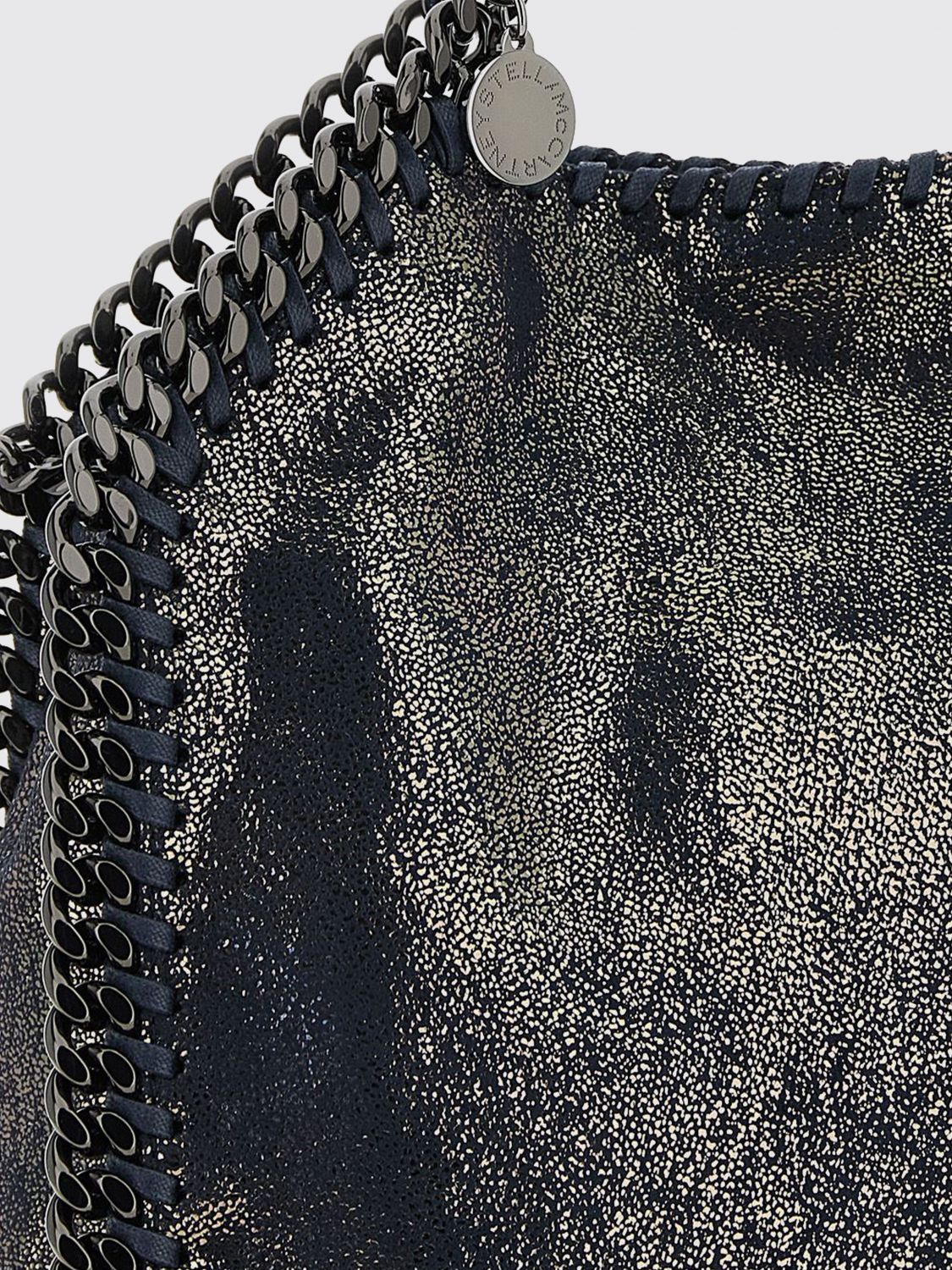 small falabella faux suede handbag with chain trim