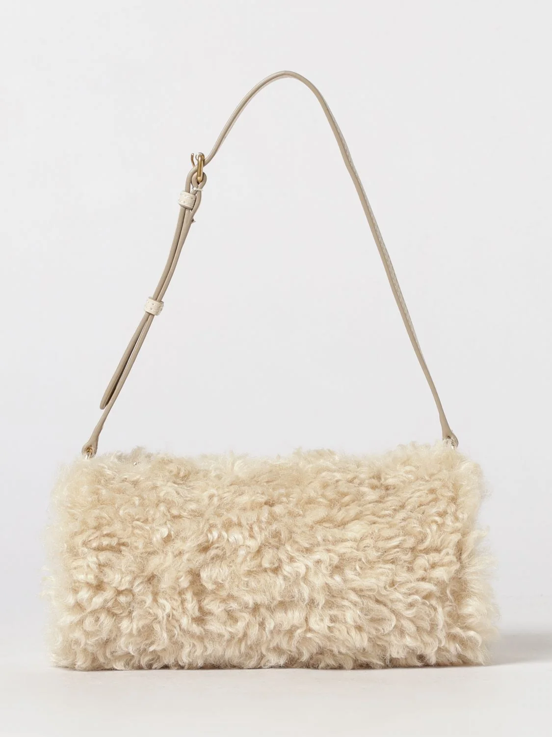 STELLA MCCARTNEY OS cylindrical shearling shoulder bag with adjustable handle