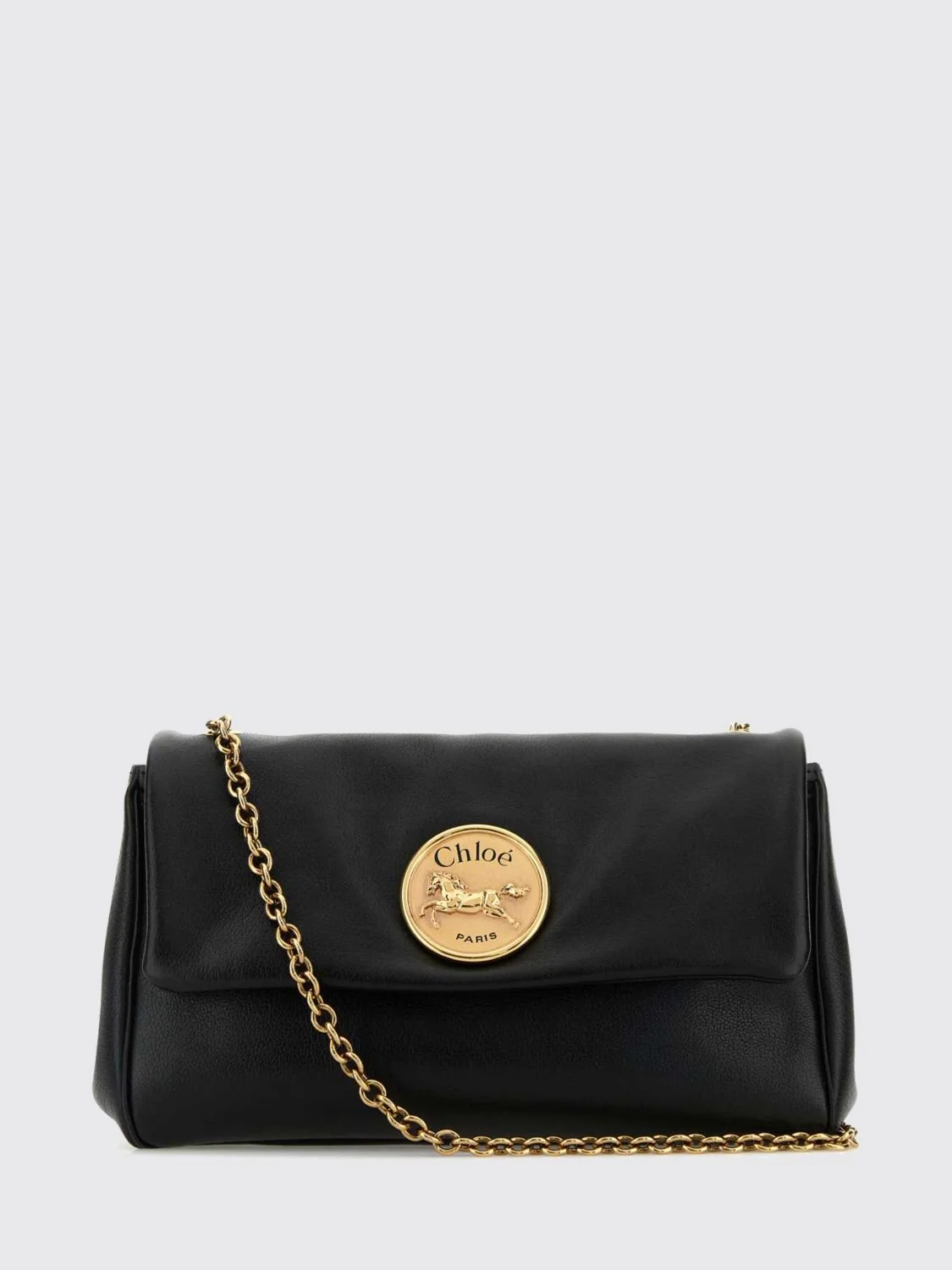 CHLOÉ OS heritage grained leather shoulder bag chloé with metallic mesh handle
