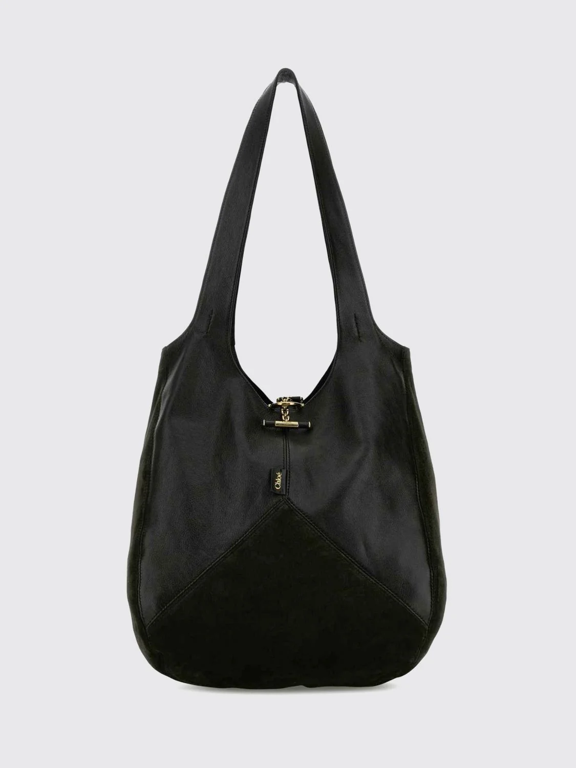 large balloon shoulder bag chloé in suede and grained leather