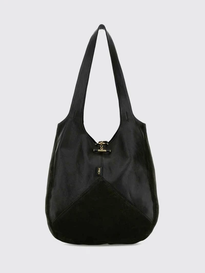 large balloon shoulder bag chloé in suede and grained leather