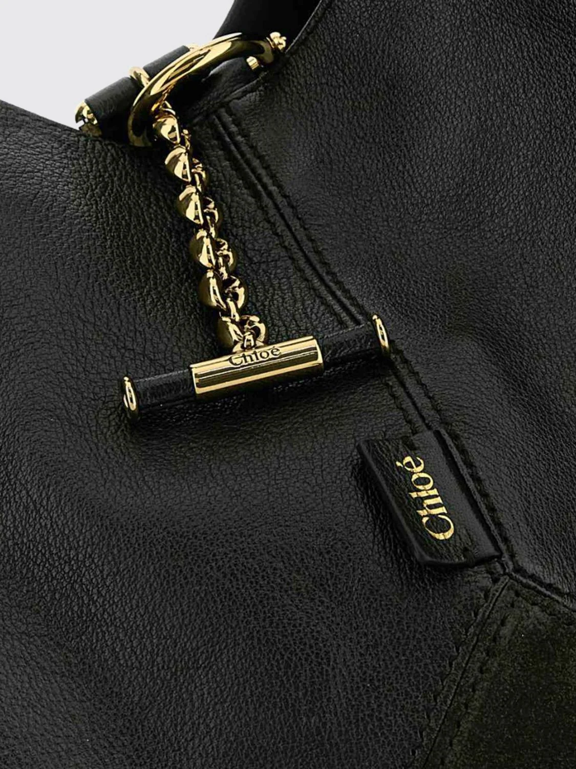 large balloon shoulder bag chloé in suede and grained leather