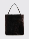 spin shearling tote bag chloé with double handle and metal logo