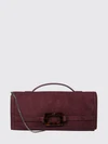 belle vivier suede clutch with iconic buckle and chain strap