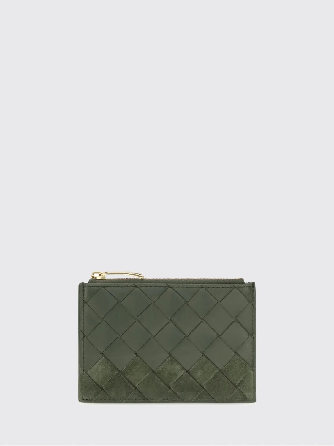 BOTTEGA VENETA OS intrecciato lambskin card holder with zipped compartment