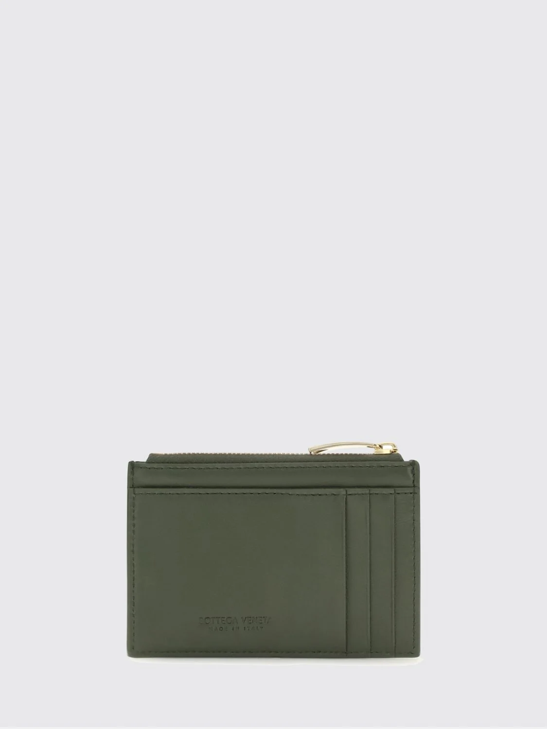 BOTTEGA VENETA OS intrecciato lambskin card holder with zipped compartment