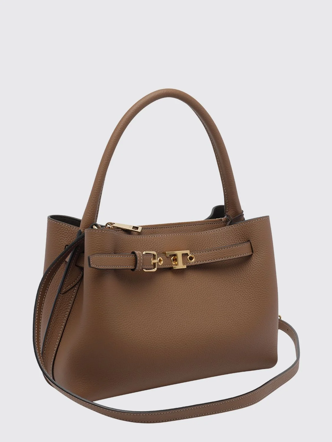 small grained leather shoulder bag with t timeless logo
