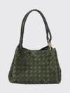 intrecciato leather shoulder bag with double handle