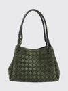 intrecciato leather shoulder bag with double handle
