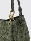 intrecciato leather shoulder bag with double handle