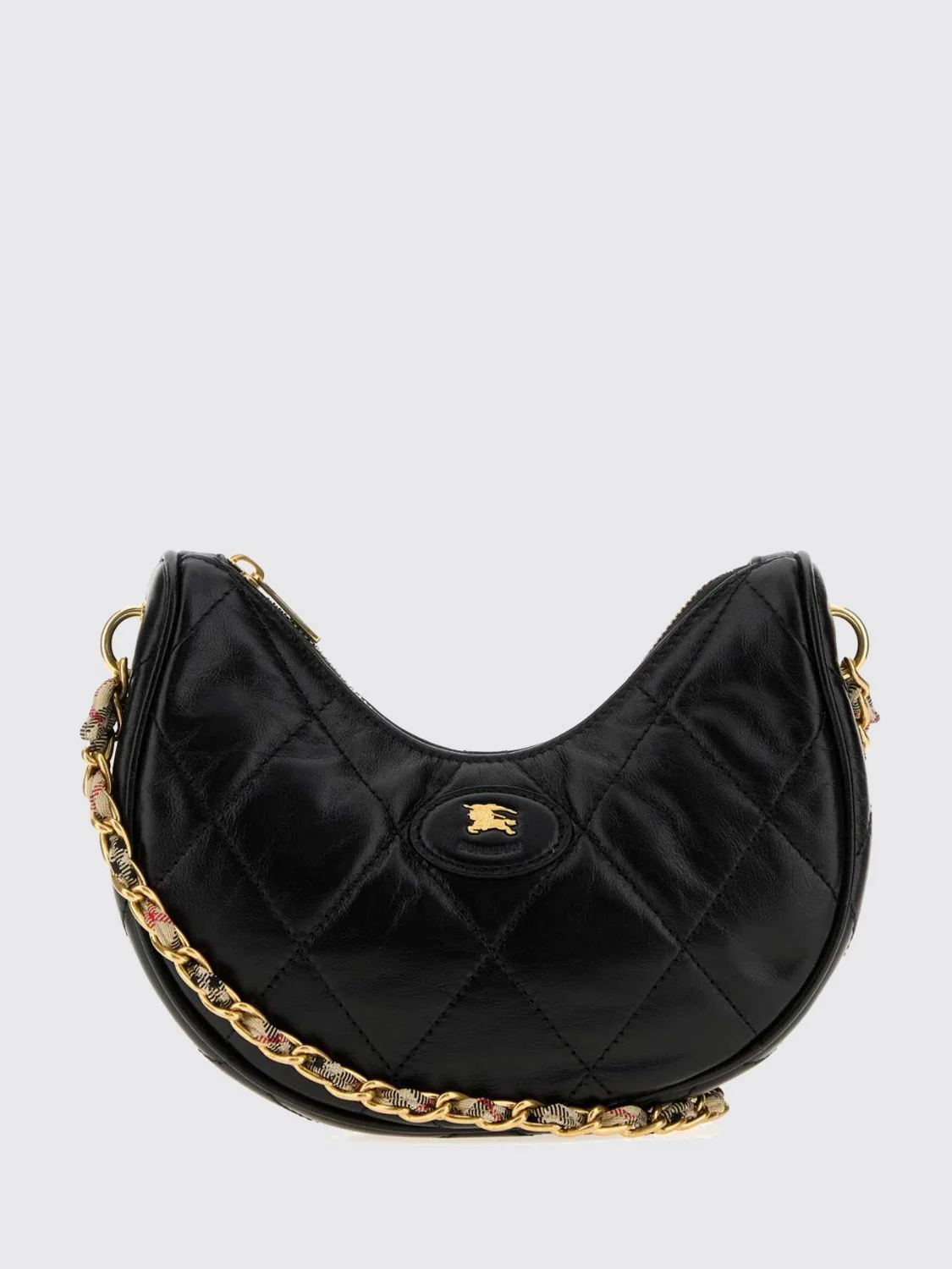 BURBERRY OS small horseshoe matelassé lambskin shoulder bag with ekd logo