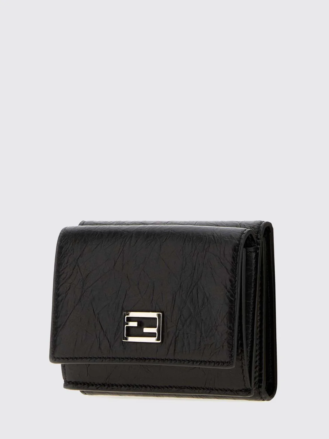 ff monogram wrinkled-effect leather tri-fold wallet