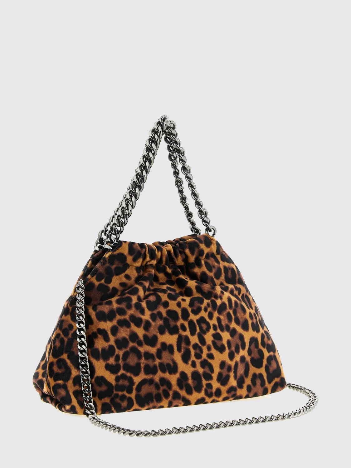 STELLA MCCARTNEY OS animalier velvet mini handbag with chain handles
