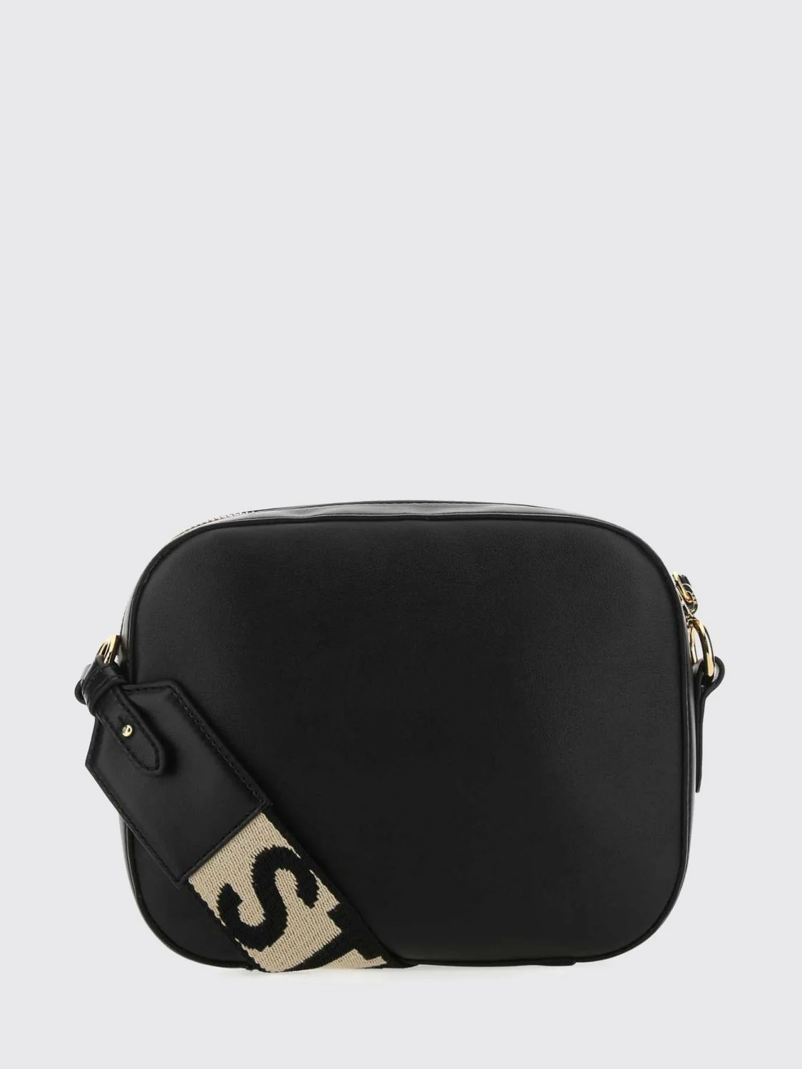 perforated logo mini camera bag with logo strap