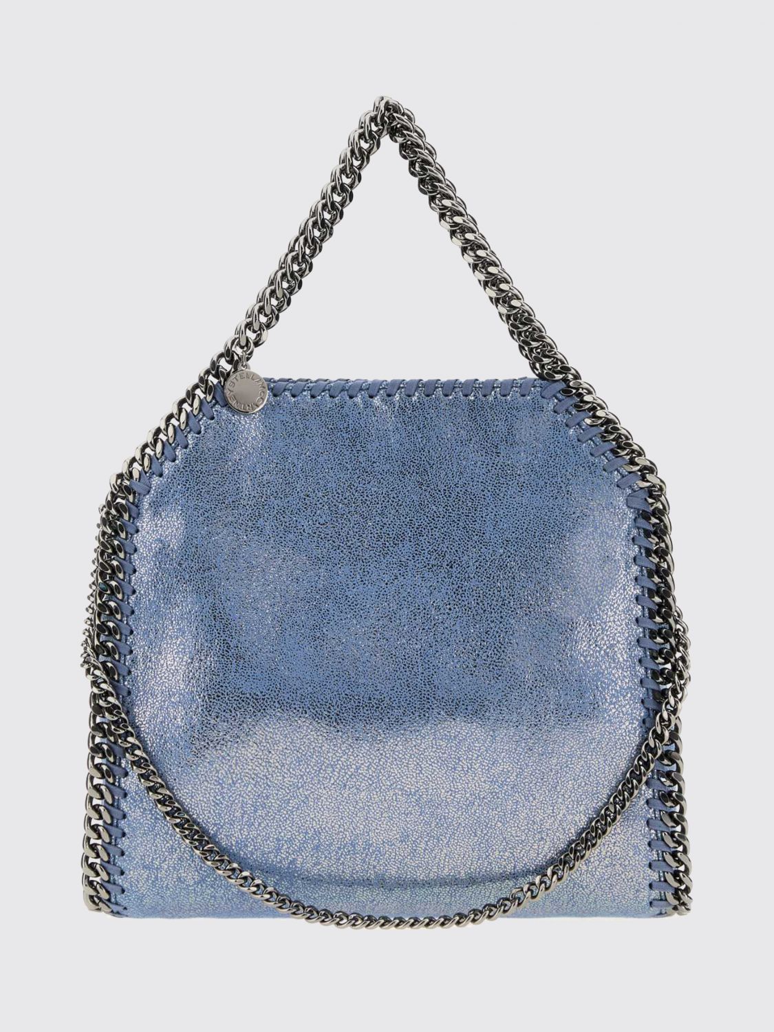 STELLA MCCARTNEY OS small falabella denim tote bag with chain trim