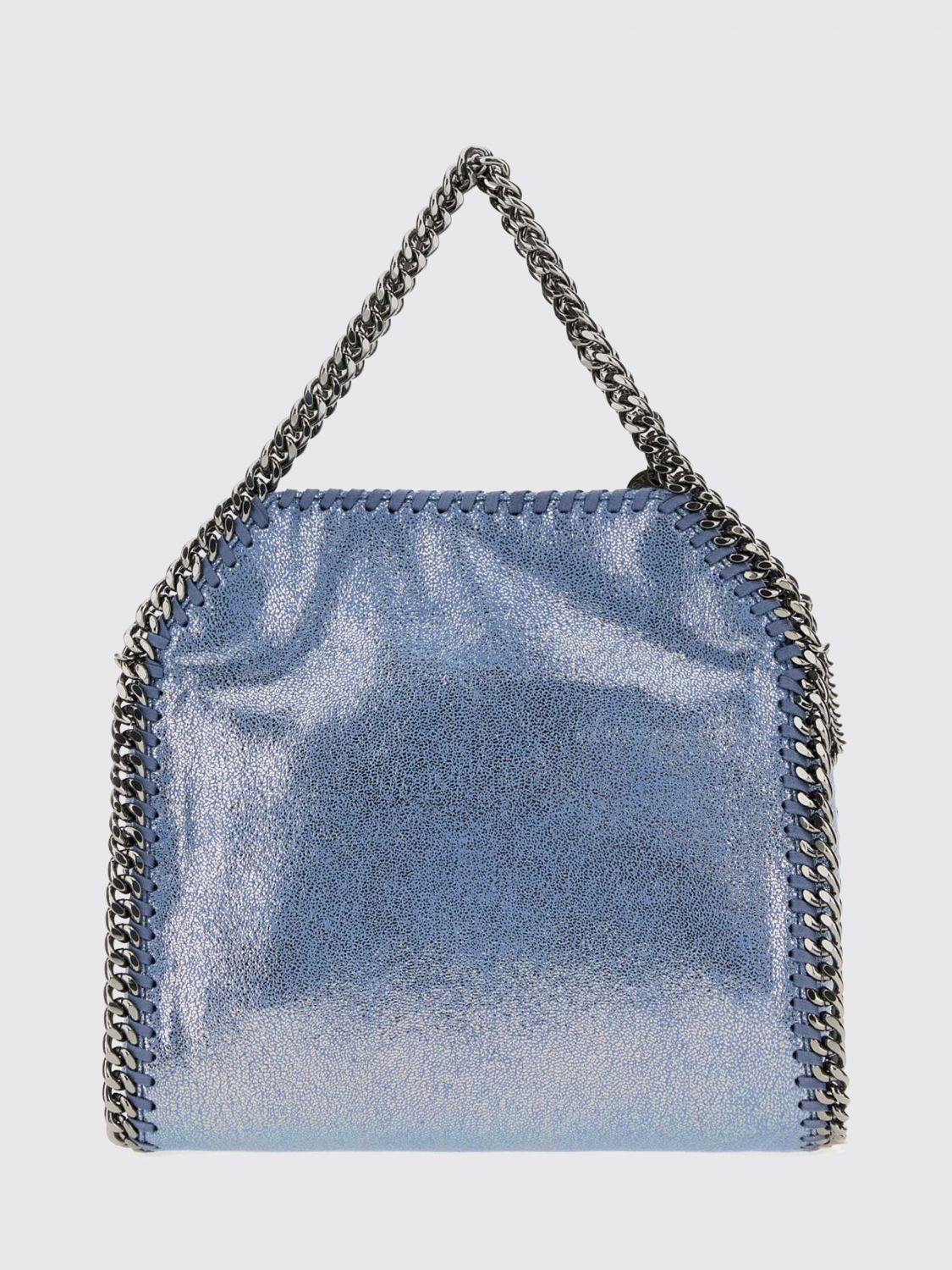 STELLA MCCARTNEY OS small falabella denim tote bag with chain trim