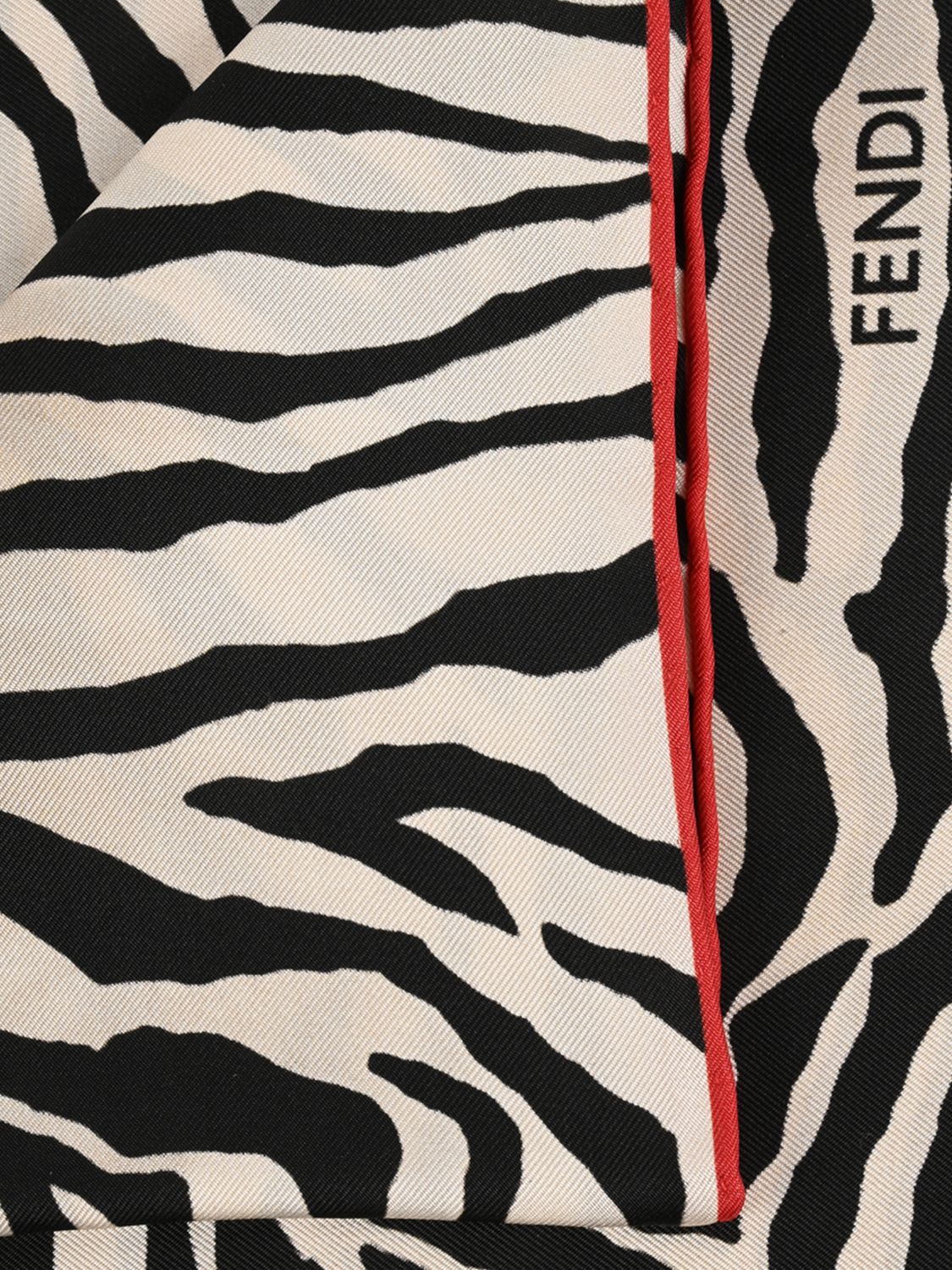 FENDI OS zebra animalier print silk square scarf