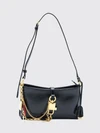 lock calfskin shoulder bag with padlock charm and zip closure