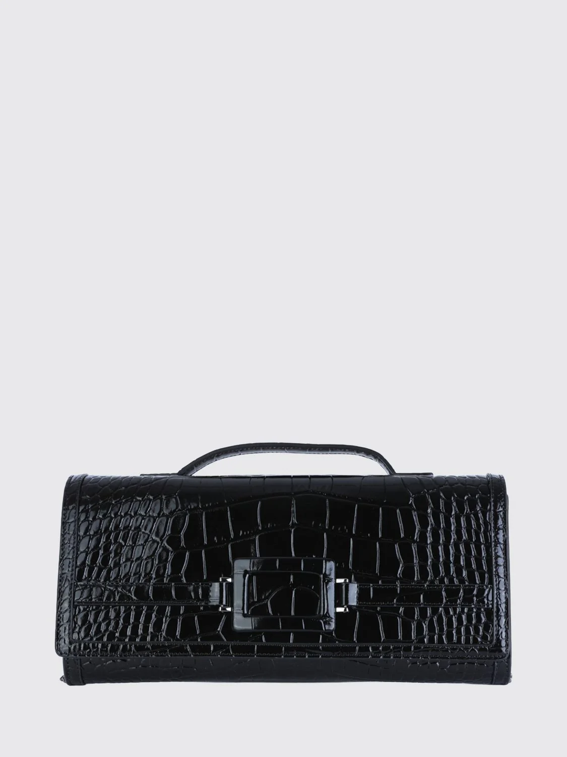 ROGER VIVIER OS belle vivier croc-effect calfskin clutch with top handle