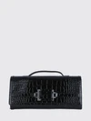 belle vivier croc-effect calfskin clutch with top handle