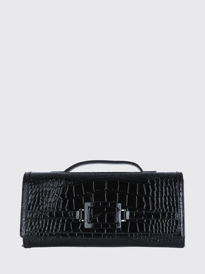 belle vivier croc-effect calfskin clutch with top handle