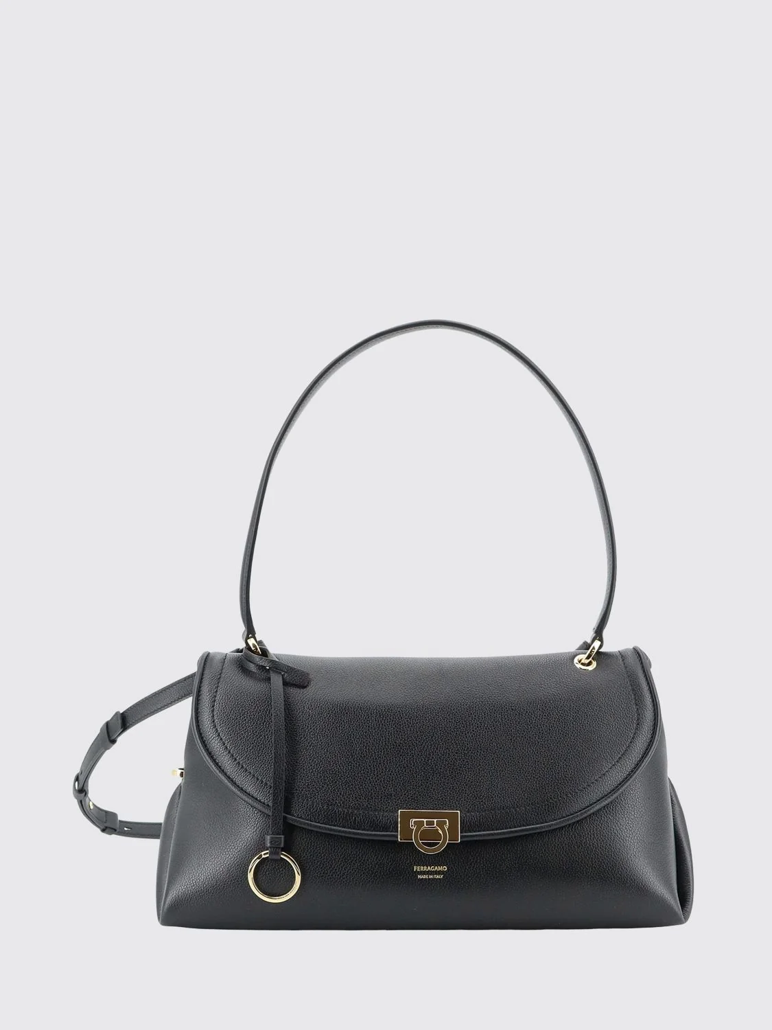 FERRAGAMO OS sofia hammered calfskin shoulder bag with gancini clasp