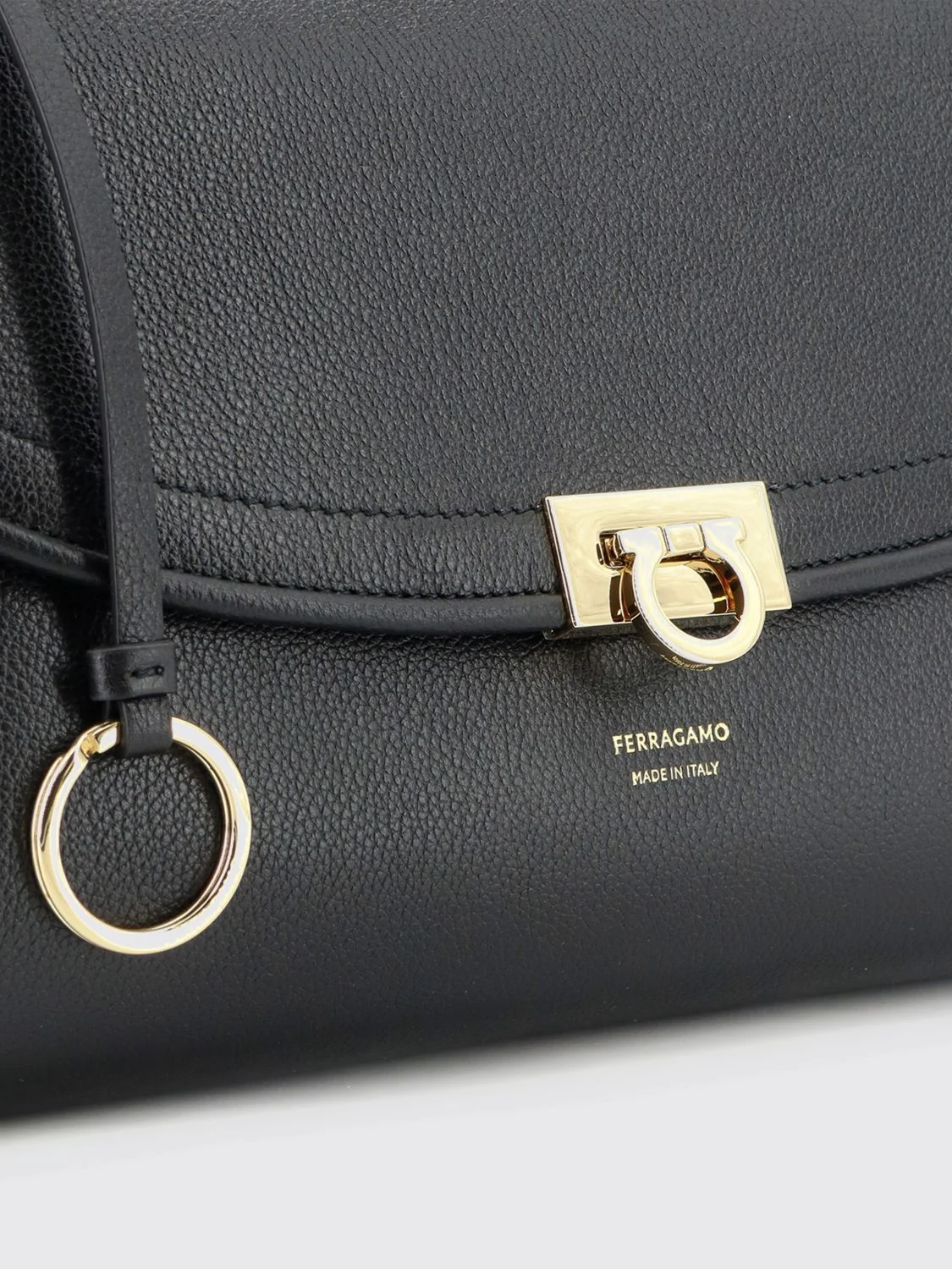 sofia hammered calfskin shoulder bag with gancini clasp