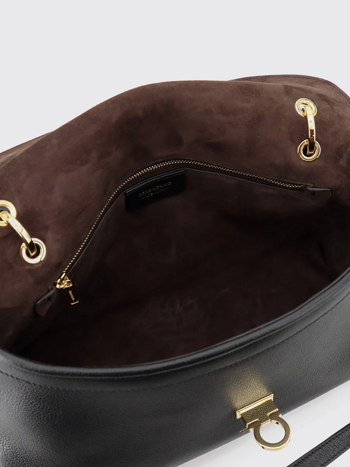 sofia hammered calfskin shoulder bag with gancini clasp