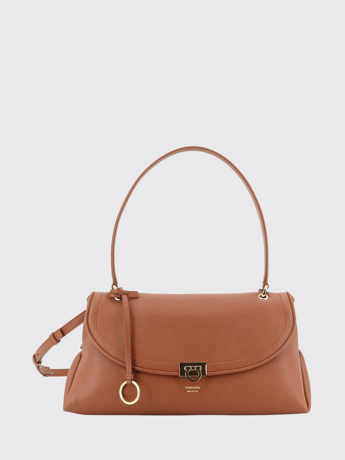 FERRAGAMO OS sofia hammered calfskin shoulder bag with gancini clasp