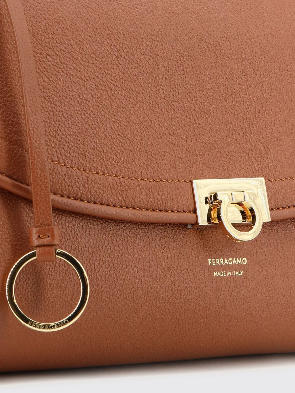 sofia hammered calfskin shoulder bag with gancini clasp
