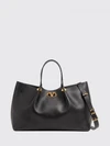 large vlogo signature studded smooth leather tote