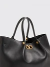 large vlogo signature studded smooth leather tote