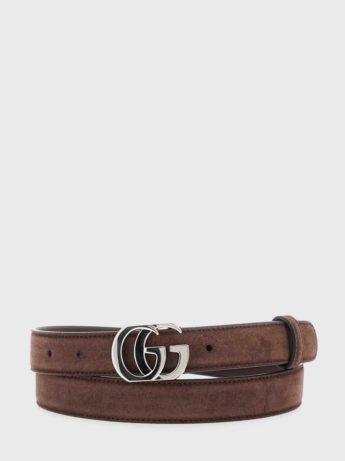 GUCCI 75 suede gg marmont belt with monogram buckle