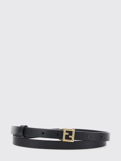 slim calfskin leather belt with ff monogram buckle