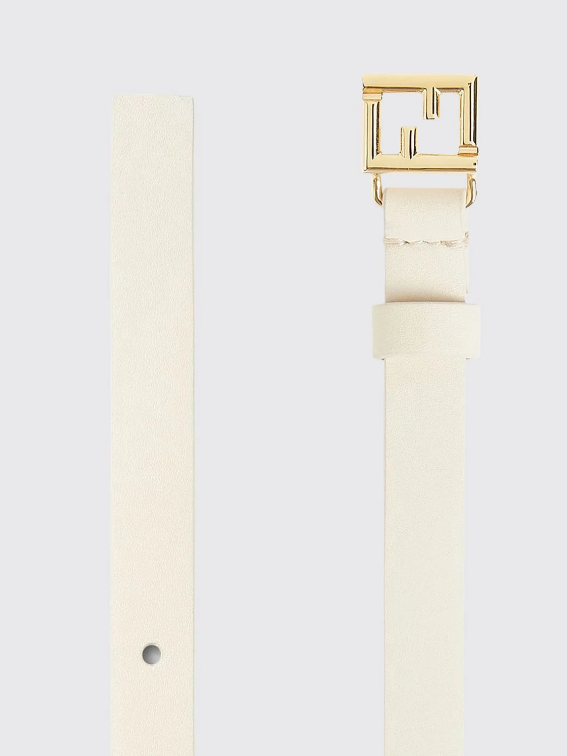 slim calfskin leather belt with ff monogram buckle