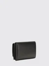 tri-fold leather wallet with ff monogram and snap button closure