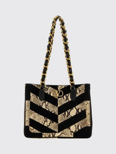 python print and chevron motif shoulder bag with vlogo